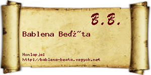 Bablena Beáta névjegykártya
