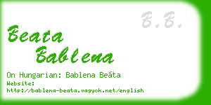 beata bablena business card